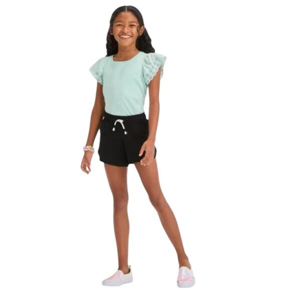 NWT Cat & Jack Size Large (10/12) PLUS Ebony Black Soft Shorts Sweat Drawing - Picture 3 of 8